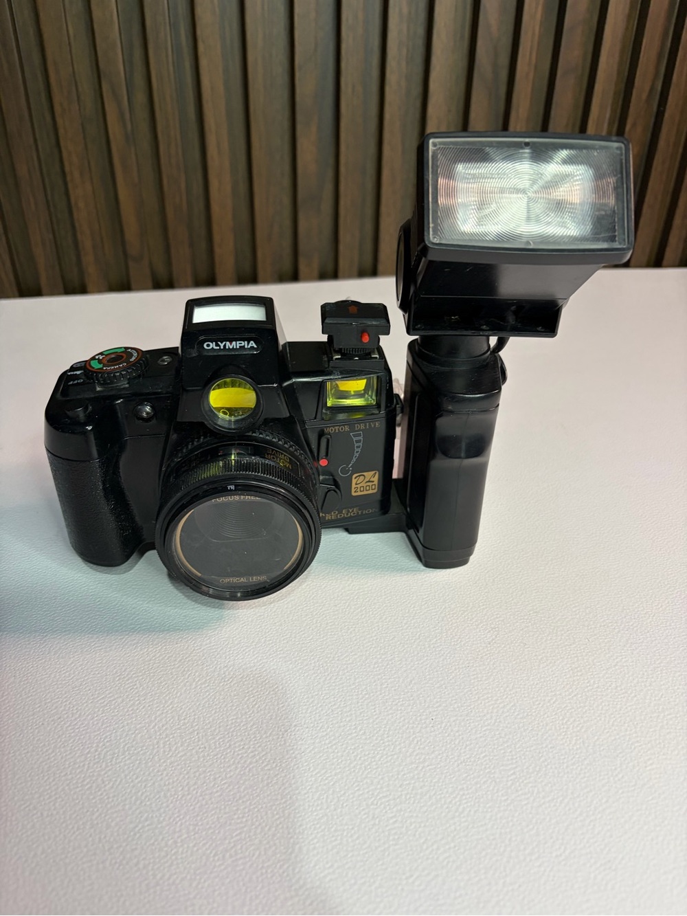 Olympus Black Film Camera with Detachable Flash Grip